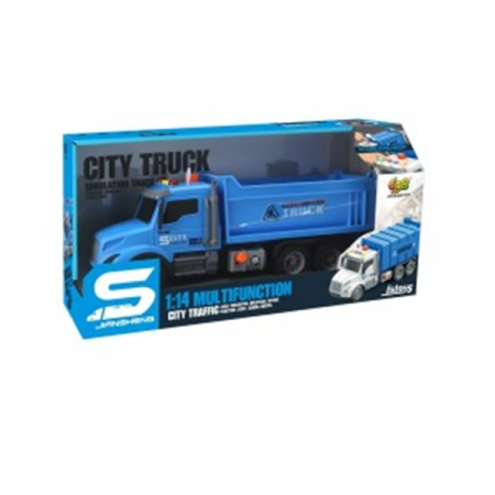 Синий самосвал с трением, кнопка давления, звуки и огни, 1:14 69664