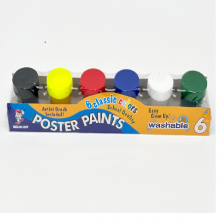 Гуашь 6 цветов по 20 мл с кистью 57798