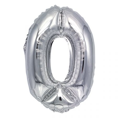 Серебряный шар цифра 0 65524