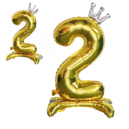Золотой воздушный шар цифра 2 65740