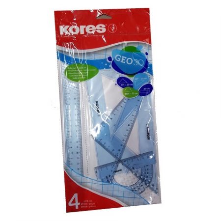 Набор линеек KORES (линейка 30 см, 2 эшелона, транспортир) 42635