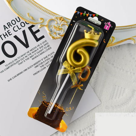 Свеча золотая цифра 6 61588