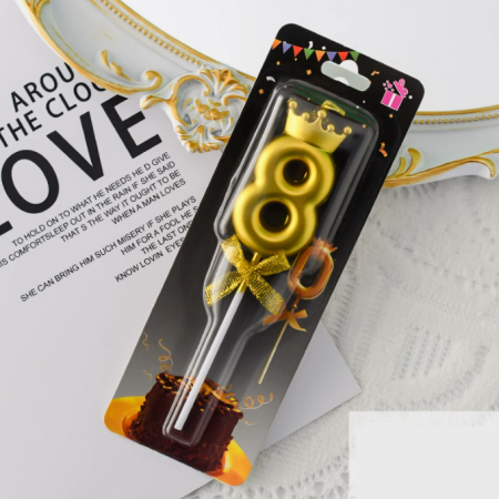 Свеча золотая цифра 8 61590