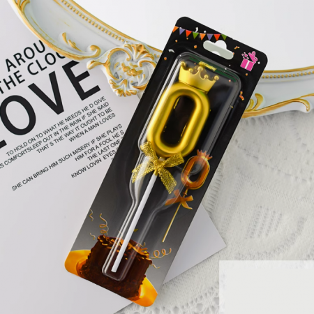 Свеча золотая цифра 0 61582