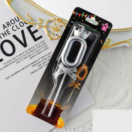 Свеча серебряная цифра 0 61779